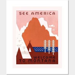 Restored See America Series Welcome To Montana Print Posters and Art